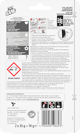 WC Stein 6in1 Duft & Farbspüler Ozean Frische CILLIT BANG