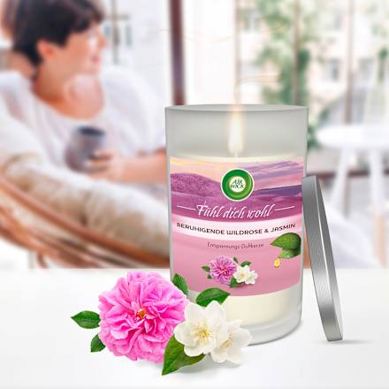 Duftkerze im Glas Beruhigende Wildrose & Jasmin 310 g AirWick