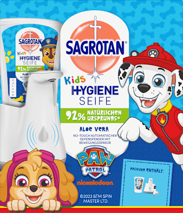 Seifenspender No Touch Kids + Nachfüllpack Aloe Vera Sagrotan