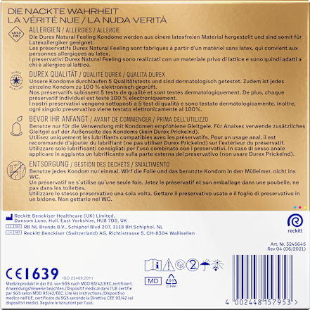 Kondome Natural Feeling, latexfrei, Breite 56mm Durex