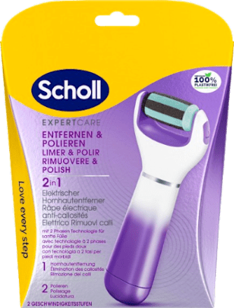 Expert Care elektrický strojek na pedikúru fialový + 2 náhradní hlavice Scholl