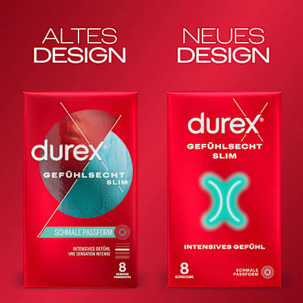 Kondome Gefühlsecht Slim Fit, Breite 52,5 mm Durex