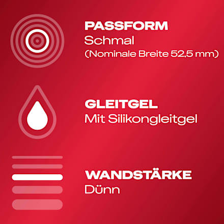 Kondome Gefühlsecht Slim Fit, Breite 52,5 mm Durex