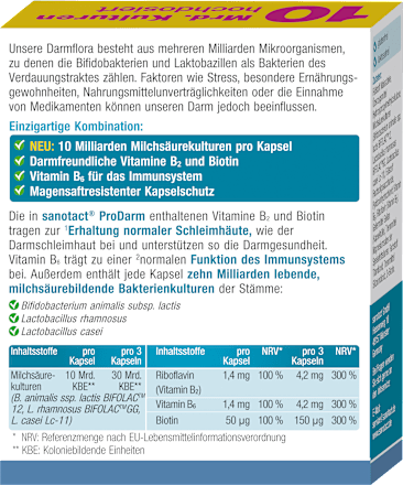 ProDarm + Milchsäure-Kulturen (20 Stück) sanotact