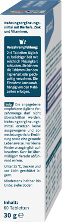 Bierhefe + Zink Tabletten 60 St. sanotact