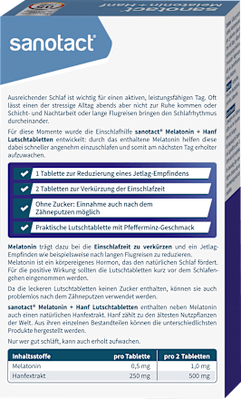 Melatonin + Hanf Lutschtabletten 45 St sanotact