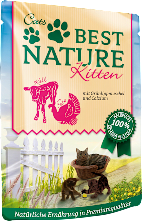 Nassfutter Katze Kitten mit Pute, Kalb & Grünlippmuschel, Junior Cats Best Nature