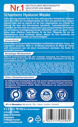 Gesichtsmaske Hyaluron Schaebens