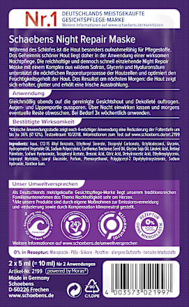 Gesichtsmaske Night Repair (2x5 ml) Schaebens