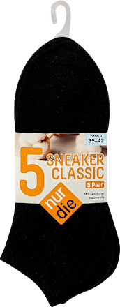 Sneaker Classic Socken Damen schwarz, Gr. 39-42 (5 Paar) nur die