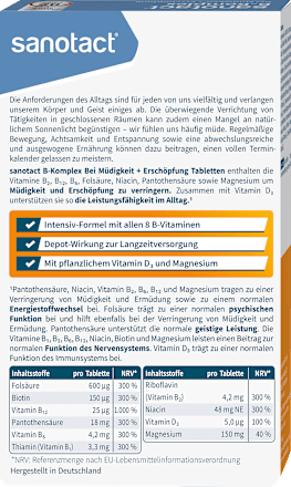 B-Komplex + Magnesium + Vitamin D3 Tabletten 60 St sanotact