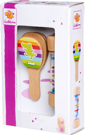 Musik Set Kastagnette und Regenmacher 2tlg Eichhorn