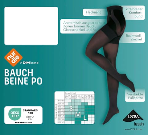 Strumpfhose Bauch-Beine-Po schwarz Gr. 38/40, 60 DEN nur die