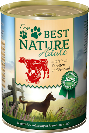Nassfutter für Hunde, Adult, Pute und Rind  Dogs Best Nature