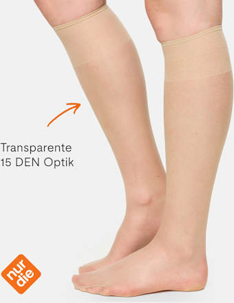 Kniestrümpfe seidenfein teint onesize 15 DEN nur die