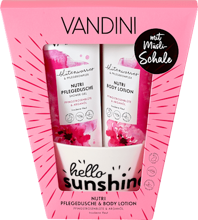 Nutri Geschenkset Pflegedusche, Body Lotion & Müsli-Schale VANDINI