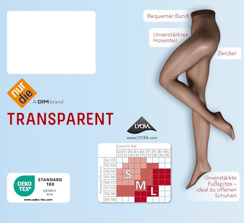 Strumpfhose transparent schwarz Gr. 44/48, 15 DEN nur die