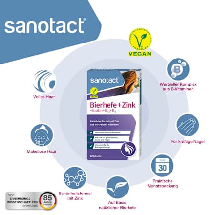 Bierhefe + Zink Tabletten 60 St. sanotact