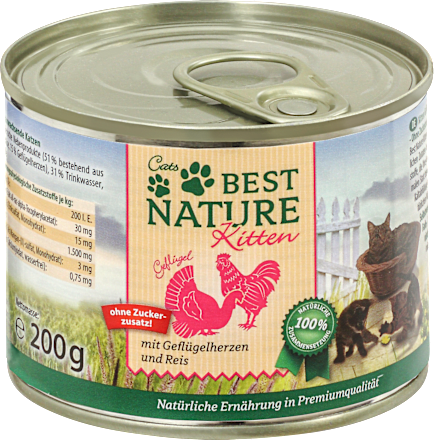 Nassfutter Katze Kitten mit Geflügelherzen & Reis, Junior Cats Best Nature