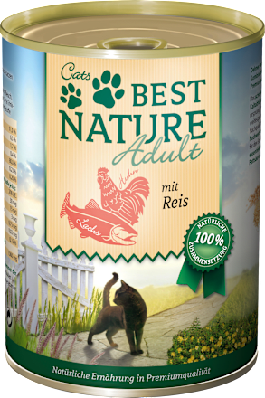 Nassfutter Katze mit Lachs, Huhn & Reis Cats Best Nature
