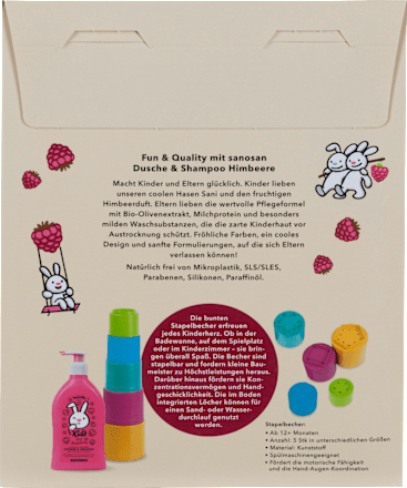 Geschenkset Dusche & Shampoo mit Stapelbecher 6tlg Sanosan