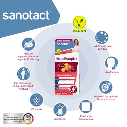 Eisen Komplex Mini-Tabletten (100 Stück) sanotact