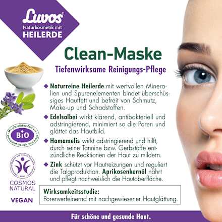Gesichtsmaske Clean (2 x 7,5 ml) Luvos Heilerde