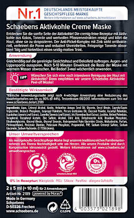 Gesichtsmaske Creme Aktivkohle (2x5 ml) Schaebens