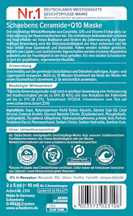 Gesichtsmaske Ceramide + Q10 Schaebens