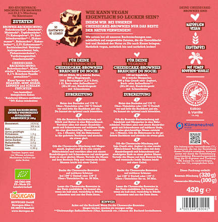 Backmischung, Meine Cheesecake Brownies BIOVEGAN