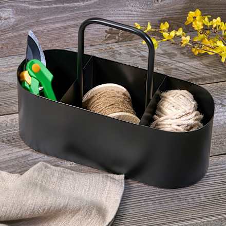 Korb mit Griff, Metall, schwarz (34,5x17,5x28,5 cm) Dekorieren & Einrichten