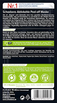 Gesichtsmaske peel off Aktivkohle (10 St.x2x8 ml) Schaebens