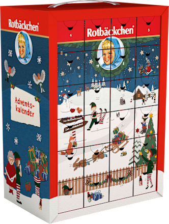 Adventskalender 2024 mit 24 Rotbäckchen Mini Säften Rabenhorst
