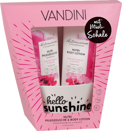Nutri Geschenkset Pflegedusche, Body Lotion & Müsli-Schale VANDINI