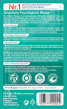 Gesichtsmaske Feuchtigkeit Sofort-Effekt (2 x 5 ml) Schaebens