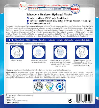 Maske Hyaluron Hydrogel Schaebens