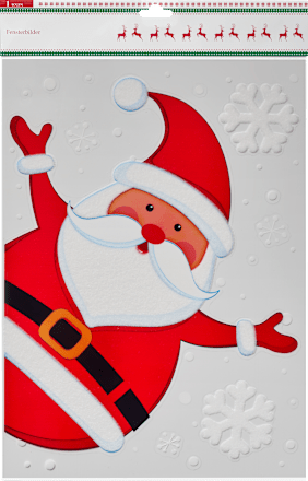 Fensterbild A3, Weihnachtsmann beflockt Dekorieren & Einrichten