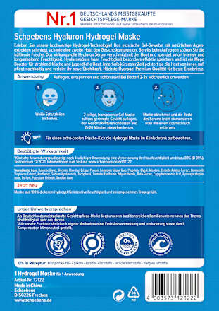 Gesichtsmaske Hyaluron Hydrogel Schaebens