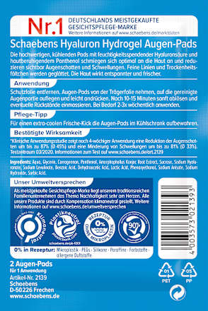 Augenpads Hyaluron Hydrogel (1 Paar) Schaebens