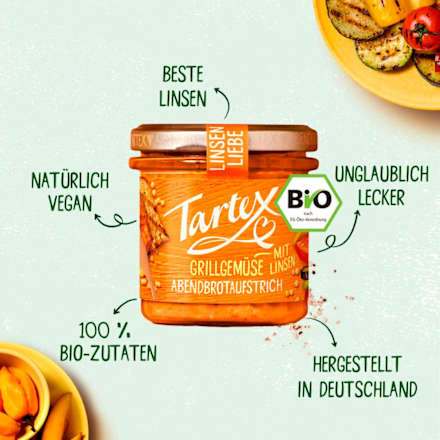Brotaufstrich, Grillgemüse mit Linsen Tartex