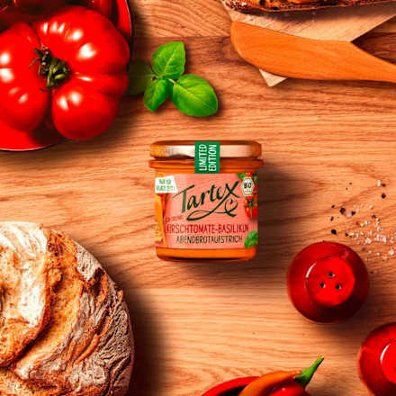 Brotaufstrich Kirschtomate Basilikum Tartex