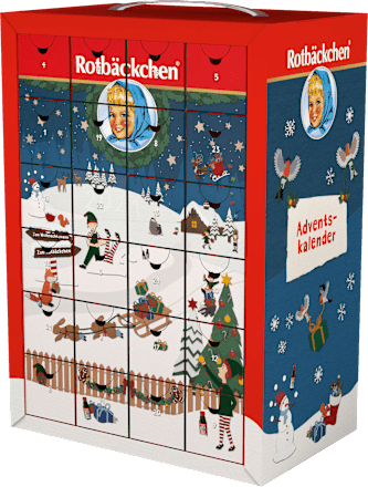 Adventskalender 2024 mit 24 Rotbäckchen Mini Säften Rabenhorst