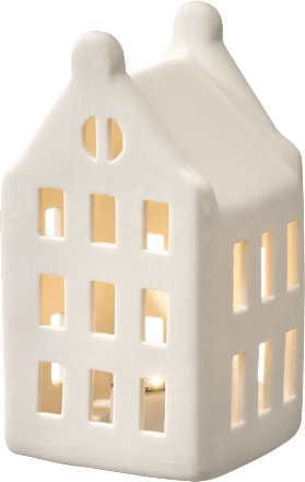 LED Porzellangiebelhaus, matt-weiß Dekorieren & Einrichten