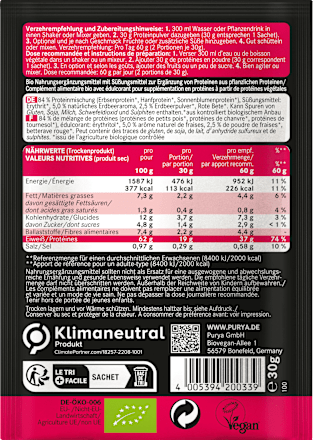 Proteinpulver 62% High Protein, Strawberry  PURYA!