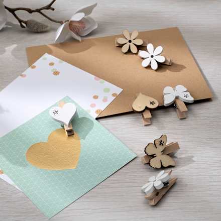 Holzklammern natur-weiß Dekorieren & Einrichten