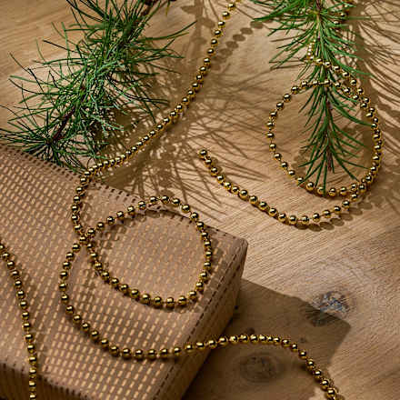 Girlande, Mini-Perlenkette, gold Dekorieren & Einrichten