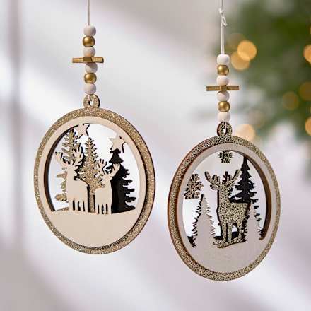 Holzscheibe, schwarz-weiß-gold Dekorieren & Einrichten