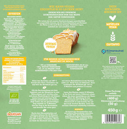 Backmischung Zitronenkuchen BIOVEGAN
