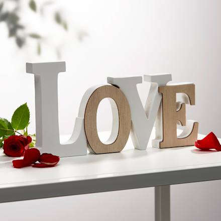 Holzschriftzug "Love", weiß/natur Dekorieren & Einrichten