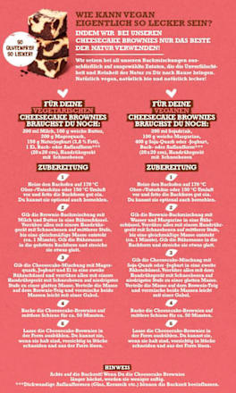 Backmischung Cheesecake Brownies BIOVEGAN